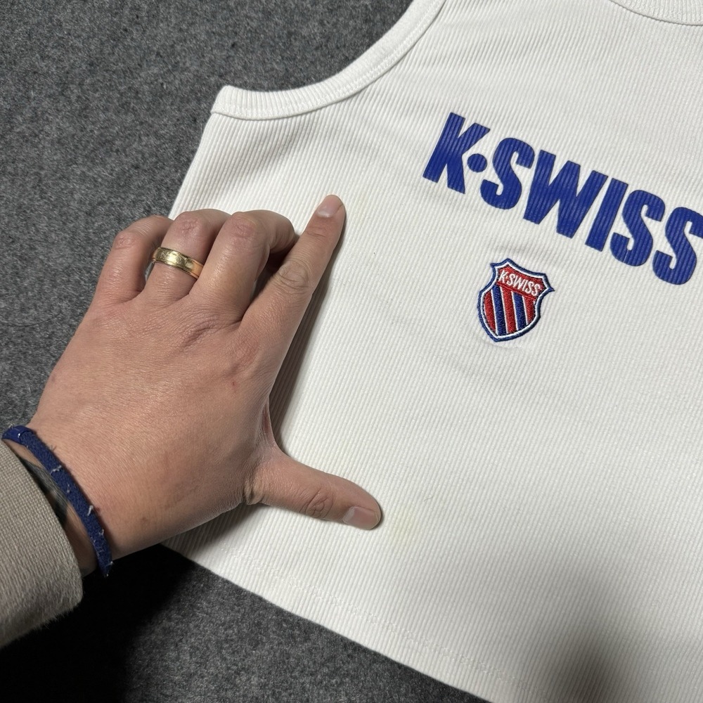 K Swiss x Forever 21 Ribbed Logo Tank Top‎ Womens M Y2K Retro Streetwear - Picture 4 of 7